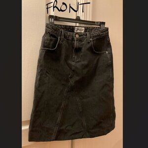 ONLY black denim medium length denim skirt A-line XS